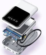 Power Bank 10000mAh Carga Rápida con Cables LED