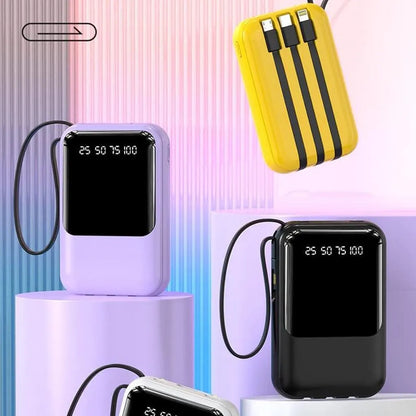 Batería Externa 10000mAh - Carga Rápida - Cables Integrados - Pantalla LED