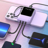 Power Bank 10000mAh Carga Rápida con Cables LED