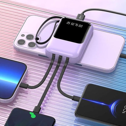 Batería Externa 10000mAh - Carga Rápida - Cables Integrados - Pantalla LED