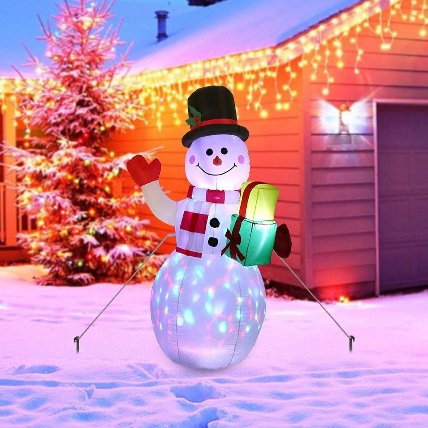 Muñeco de Nieve Inflable con Luces LED