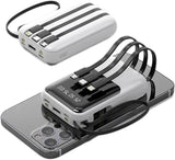 Power Bank 10000mAh Carga Rápida con Cables LED
