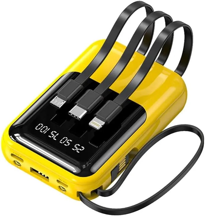 Batería Externa 10000mAh - Carga Rápida - Cables Integrados - Pantalla LED