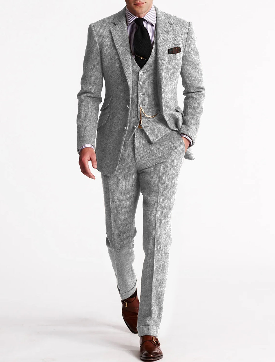 Traje Retro Vintage de 3 Piezas para Hombre
