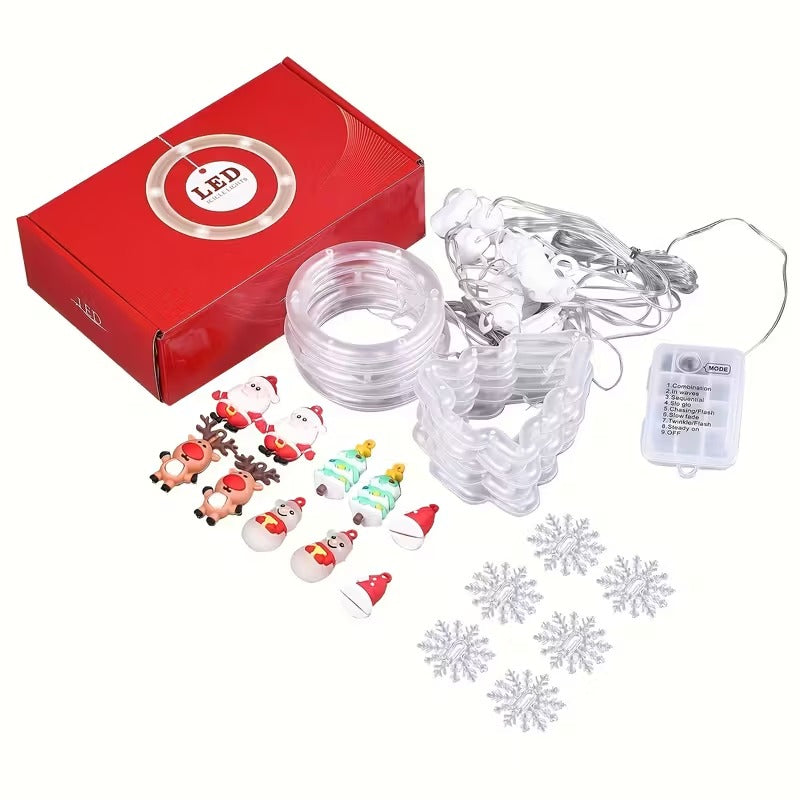 Wielokolorowe lampki LED na choinkę – 8 trybów z mini ozdobami