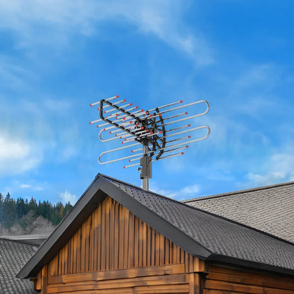 Antena de TV Exterior de Largo Alcance 500+ Millas con UHF/VHF/FM Radio