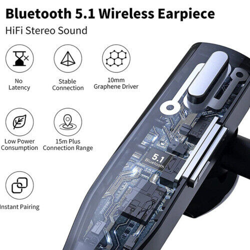 Auricular/Earpiece Inalámbrico Bluetooth 5.1 con