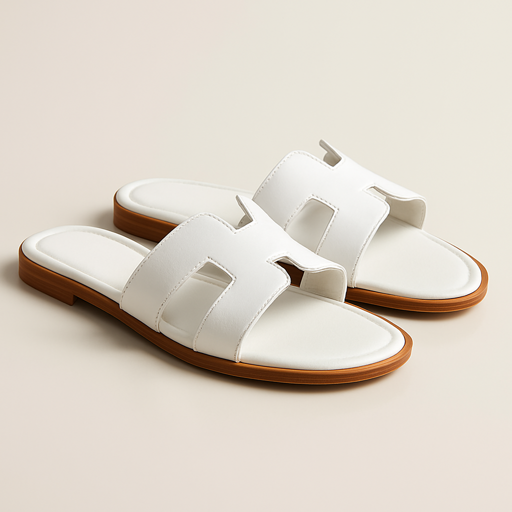 Sandalias Planas de Cuero con Corte Elegante