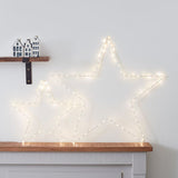 Luz de Estrella LED Navideña – Decoración Colgante con Marco Metálico Blanco
