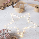 Luz de Estrella LED Navideña – Decoración Colgante con Marco Metálico Blanco