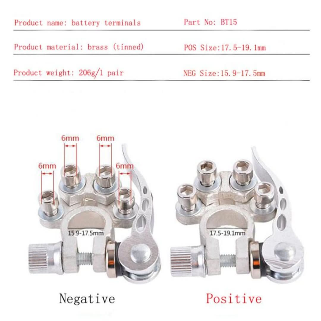 Tool-free Quick-release Battery Terminal (1 pair)