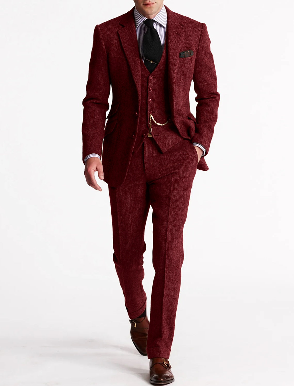 Traje Retro Vintage de 3 Piezas para Hombre