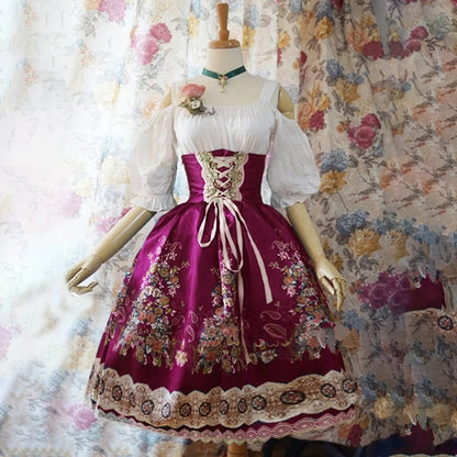 Vestido Dirndl para Damas - Material Cómodo - Estampado Floral - Moda Trachten de Oktoberfest